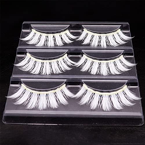3 Pairs White Anime Eyelashes Christmas White Lashes Natural White False Eyelashes Wispy Faux Mink Lashes For Masquerades Cosplay New Year Party White Fake Lashes Makeup Lashes #TOP4