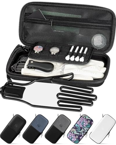 GLORIEROO Active Carbon Fabric Odor - Absorbing Golf Glove Holder Case with Glove Shaper - Multifunctional Organizer for Phone, Tees, Divot Tool, Golf Gifts for Men & Women