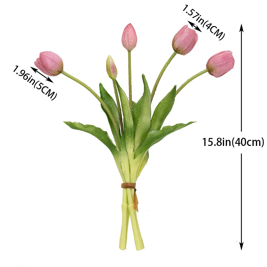 DUYONE Ramo de Tulipanes Artificiales de látex de Tacto Real para decoración de Bodas, Fiestas, Oficina, hogar, Cocina, 40 Unidades