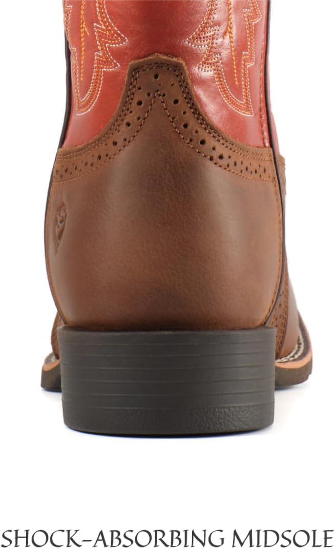 SUREWAY Western Boots For Men - Mens Square Toe Cowboy Boot, Oil/Slip Resistant, Durable Fashionable Classic Pull on 10 Inch Mid-Calf Wellington Boots