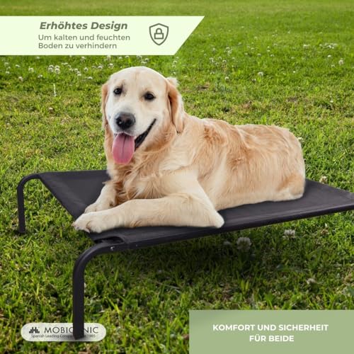 Mobiclinic® Pets, Erhöhtes hundebett, Cleo, Erfrischend, Isoliert, Europäische Marke, 122x71x21cm, Stark, Innen und außen, Leicht zu reinigen, Werkzeuglose Montage, Max. 60 kg