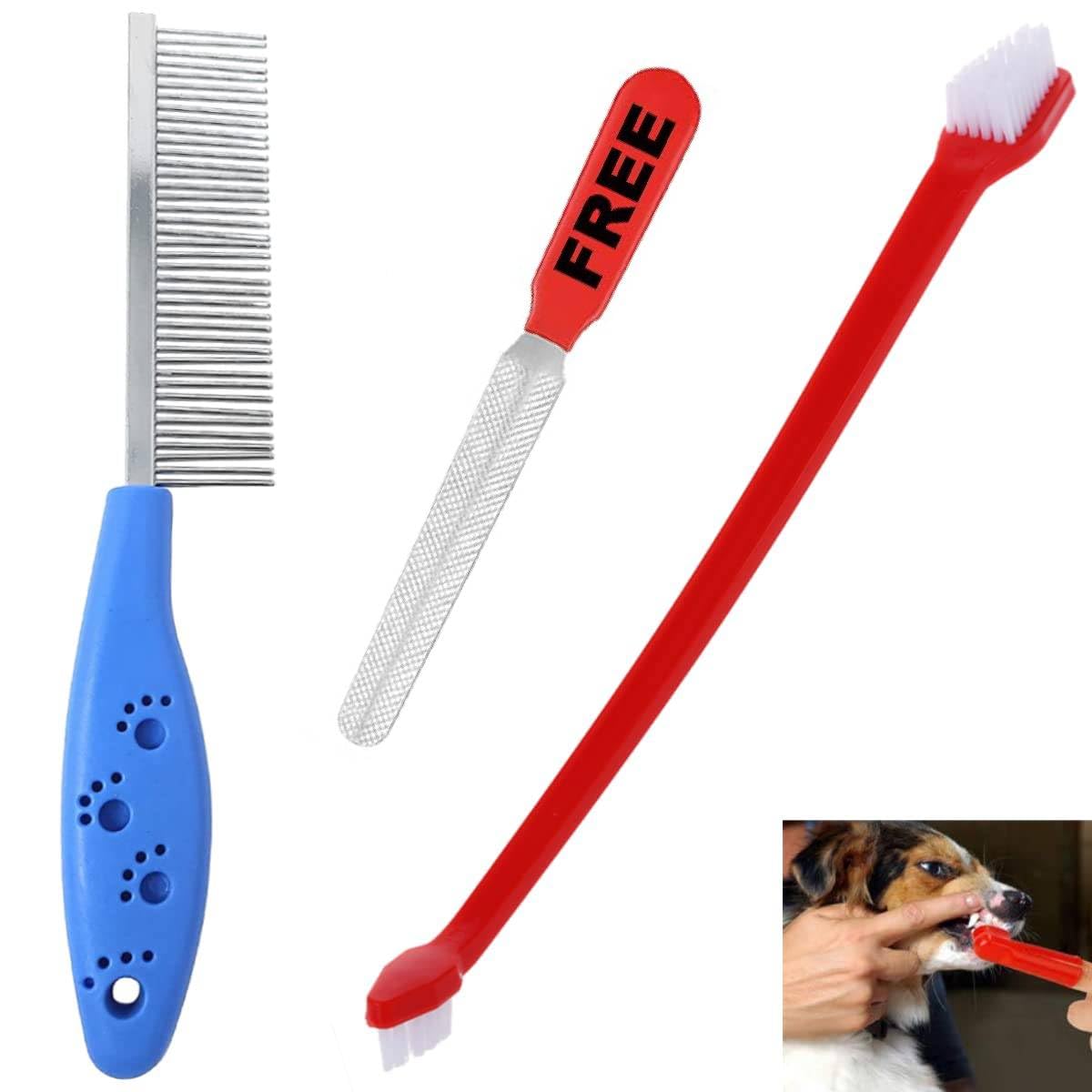 YOUHAVEDEAL Dog Double Sided Toothbrush with Long Curved + Single Side Stainless Steel Comb for Medium Breed Dogs - Color May Vary (B09KQVP4TZ) Amazon Price History, Amazon Price Tracker