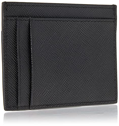 Armani Exchange Plate Logo Saffiano Leather Card Holder, Black2