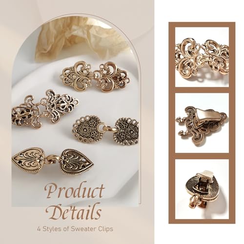 Image of CLINTT Exquisite Retro Sweater Twirl Clips, Cape Cloak Fasteners for Dresses, Stylish Cardigan Clips
