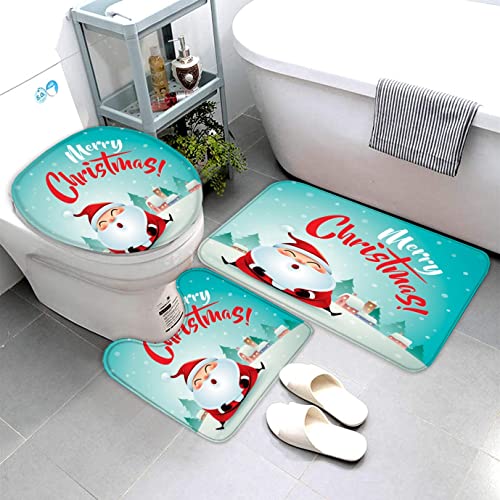 Zifarm Badematte rutschfeste 50x80 cm Weihnachten Badvorleger-Set 3D Weihnachtsmann Mikrofaser Flanell Absorbierend… – Bild 5