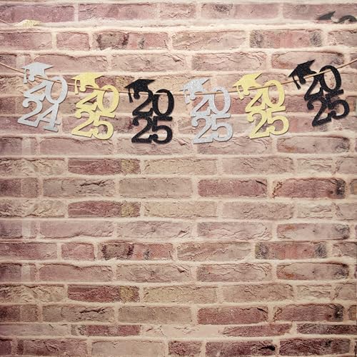 Image of 24PCS Cutouts Tags Graduation Decorations Class of 2025 Cap, Table Centerpiece Grad Party Decorations 2025 Party Tags for Table Congrats Grad Decor, 2025 graduation decorations (Black)
