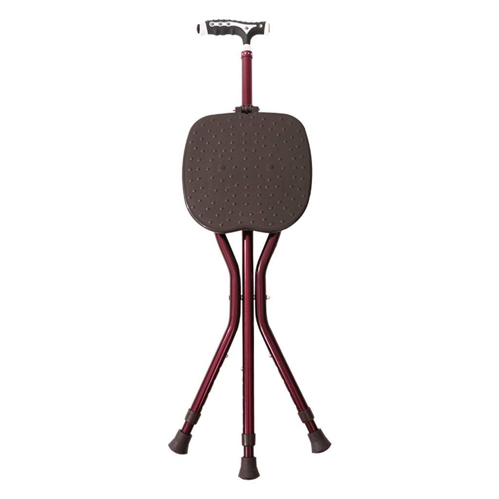 Sedia da Passeggio Portatile a LED Sedile Stampella Sgabello Pieghevole per Anziani Treppiede Pieghevole, Stampelle