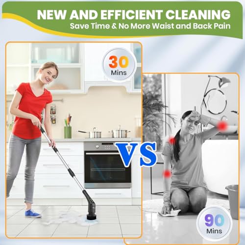 Image of Supvox Electric Spin Scrubber, Cordless Telescopic Brush, Powerful Battery