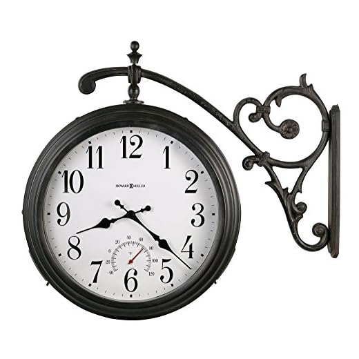 Howard Miller Luis Wall Clock 625-358 Indoor/Outdoor Double-Sided Timepiece, Decorative Wall Bracket, Swivels for Maximum Visibility, Quartz Movement