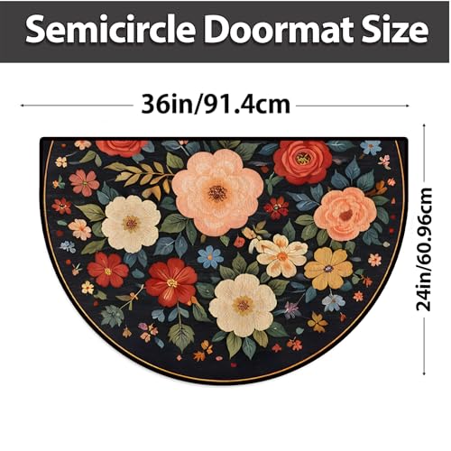 Tapete Floral Semicírculo 24x36 Pulgadas Lavable miniatura 2