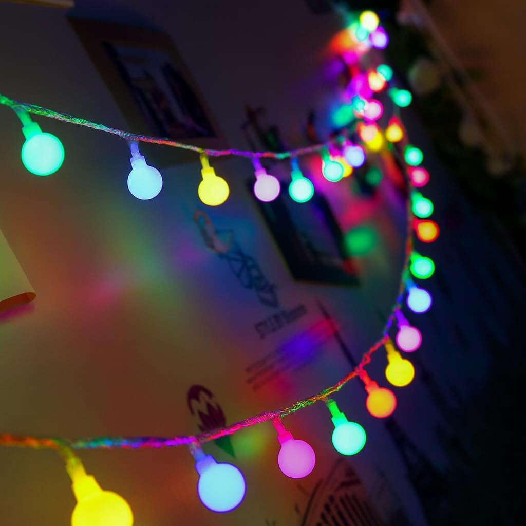 Pisca Bola Cristal 5 Metros 20 Leds Fio Transparente Decoração Natal (Colorido 220V)