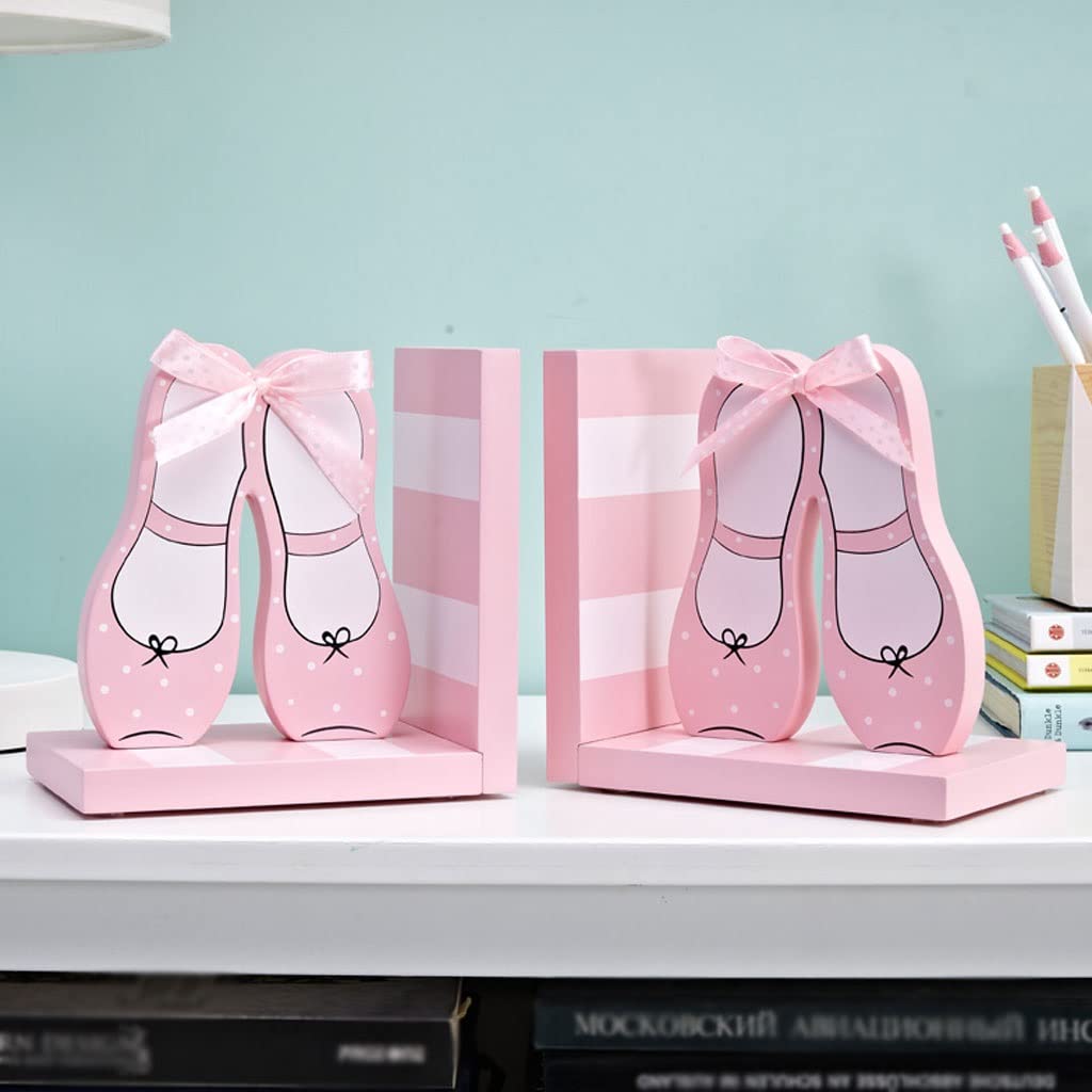 Buchstütze Kreative Prinzessin Schuhform Buchstützen Holz Bücher aus Hause Studienzimmer Dekoration Buchenden Regal Helfer Geschenk for Mädchen Schreibtisch Dekorative