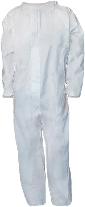 Raygard 5 Pack Microporous Disposable Coveralls Paint Suit for Men Chemical Protection Breathable Jumpsuits with Elastic Cuffs, Ankles and Waist(Large)