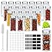 Gewürzgläser Eckig 24er Set 120ml Gewürzdosen Set Gewürzgläser Set mit Deckel Gewürzstreuer Glas mit Etiketten, Streueinsatz, Trichter, Bürste Gewürzbehälter aus Glas zum Aufbewahren von Gewürzen