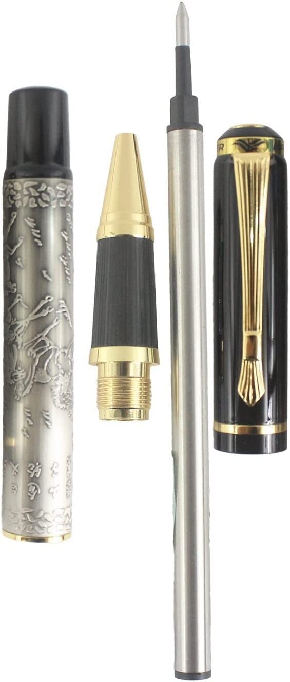 Stifte, Gelschreiber, Kugelschreiber, Tintenroller, klassisches Prägemuster für acht Pferde, Antiksilber (Farbe: Antiksilber)