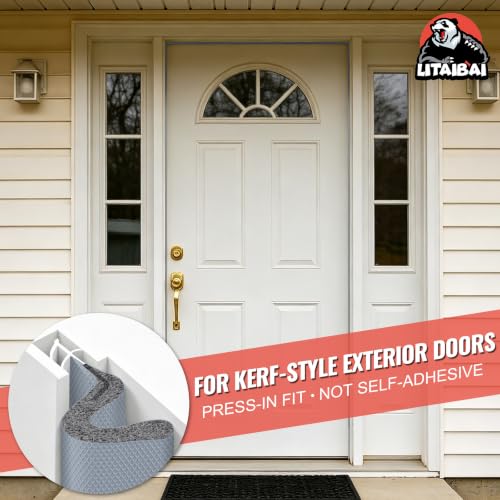 Image of Litaibai 60 ft Kerf Weather Stripping Door Seal for Exterior Doors, Gray