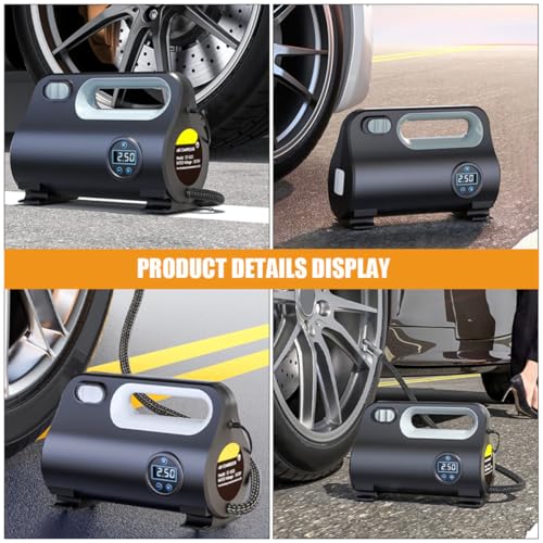 Bomba de aire portátil POPETPOP de 22l/min con pantalla digital para neumáticos de coche 7