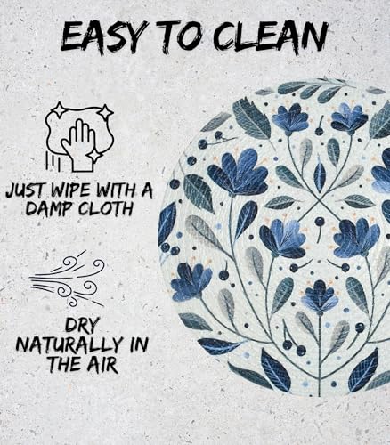 Image of LaVichitra Cotton Table Placemat | Dining Table Mat | Bed Side Table Mat | Cotton Round Shape Placemats | Washable PlaceMat for Shelves & Plant Pots - Pack of 1, Botanical Print