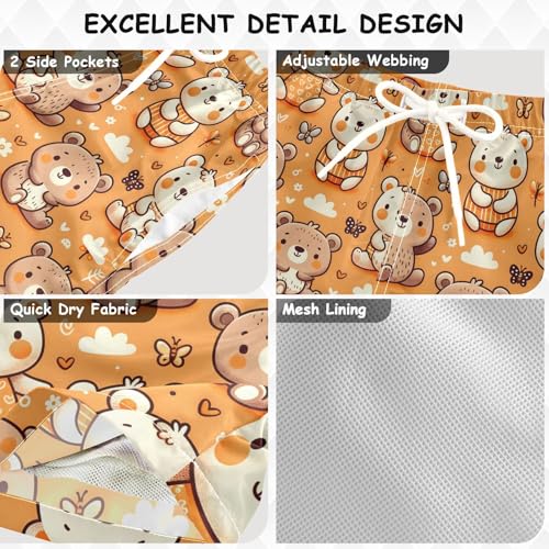 senya Cute Doodle Bears Boys Swim Trunks Toddler Shorts Swimwear Boardshorts3
