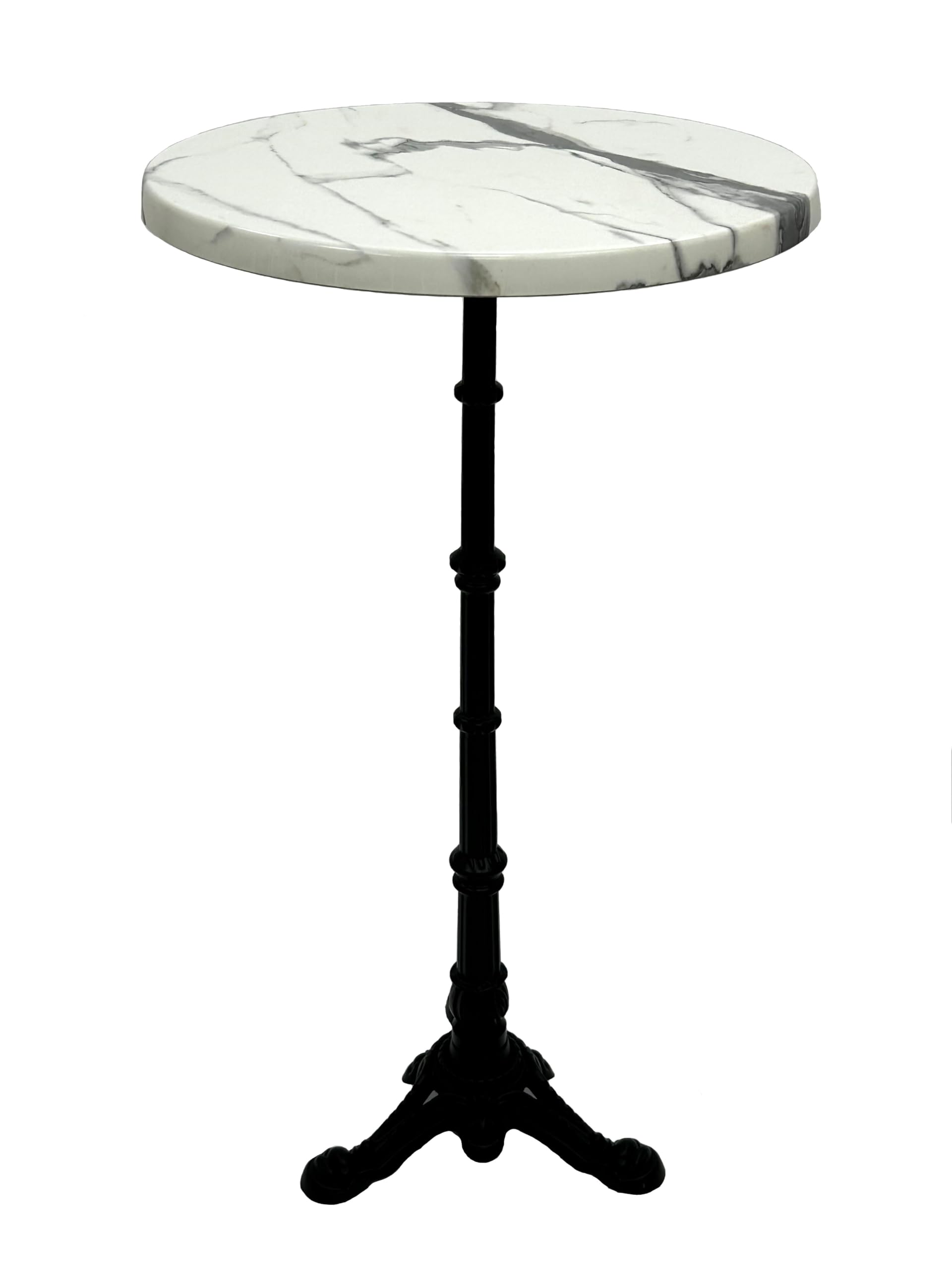 BE Furniture Commercial Grade Marble Top Effect Premium Poseur Table/High Table with a cast iron base, Tall Tables