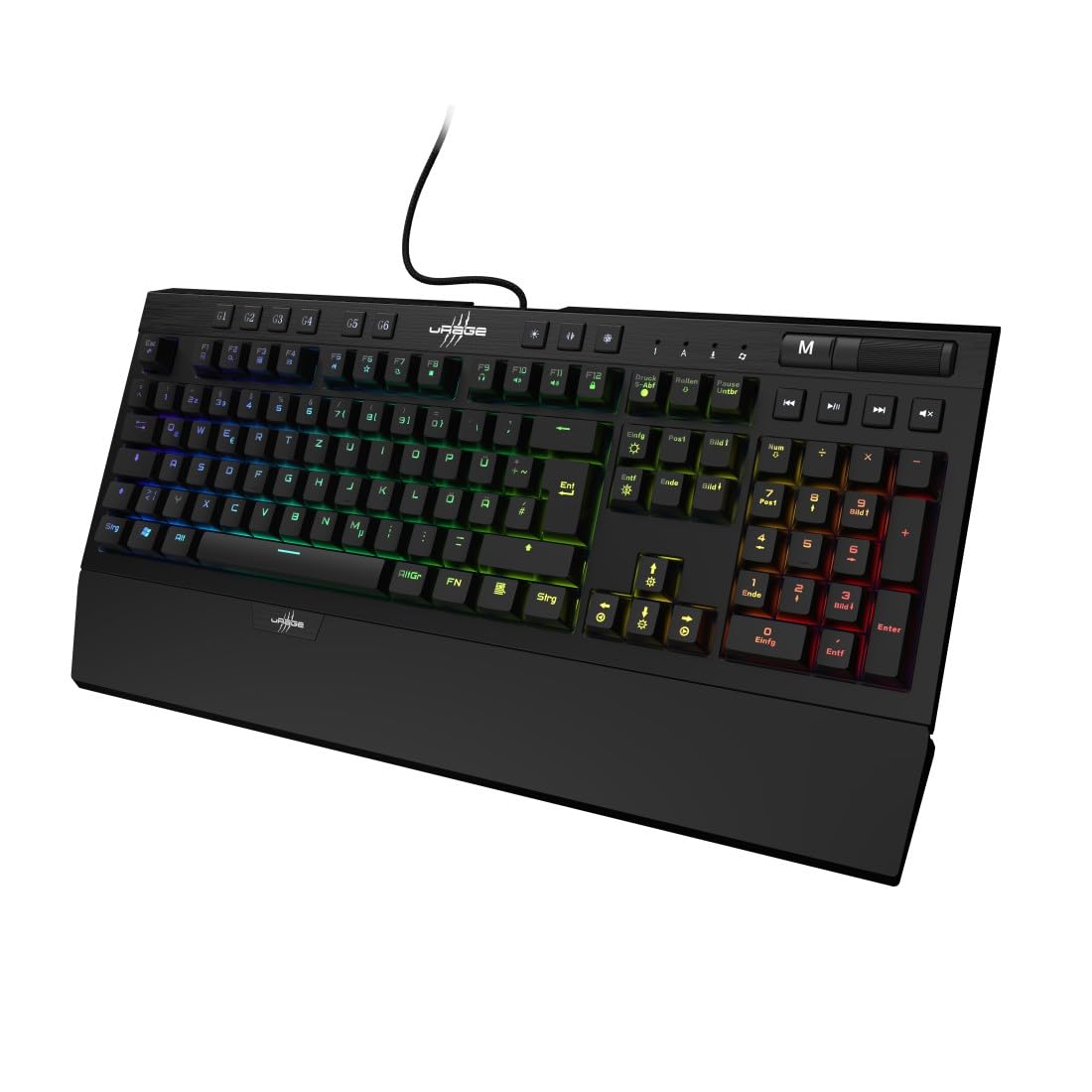 uRage Gaming Tastatur "Exodus 900 Mechanical" QWERTZ (Gamer Keyboard, mechanisch, taktile Switches braun, lautlos, DE Layout, Anti-Ghosting, RGB beleuchtete Tasten, Handballenauflage, Kabel) schwarz