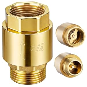 Zocipro 3/4 inch messing terugslagklep AG x IG, mannelijk naar binnendraad (MNPT x FNPT) terugslagklep, eenrichtingsterugslagkleppen lekvrij voor pomp, tuin, wasmachine, vat, waterpijp, boiler