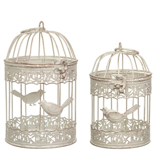 Moritz Lot de 2 cages décoratives pour jardin - Blanc