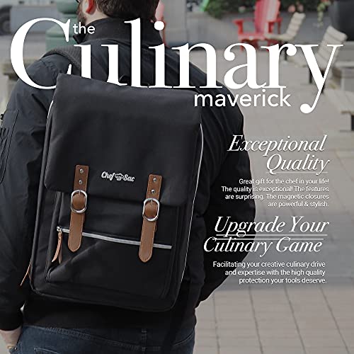 Chef Knife Bag Vintage Backpack | 30+ Pockets For Knives And Chef Tools | Knife Carrying Case With Hidden Back Pocket For Tablet | Sturdy Knife Bag For Chefs & Culinary Students (Black) #TOP4