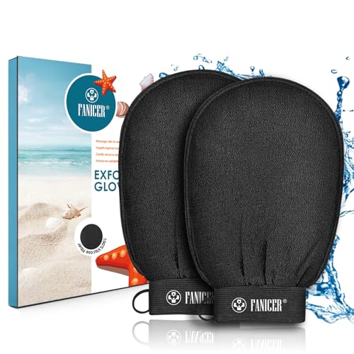 Guanto Esfoliante Corpo Nero, 2 Pezzi Guanti Esfolianti Per Una Pulizia Profonda, Rimuove Morte Pelle, Per Una Pelle Liscia E Vellutata, Ideale Per Doccia E Bagno, Perfetto Per La Tua Routine Di Belle