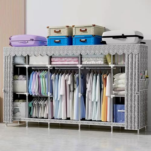HUONIU Closet Organizador de Ropa 245 * 45 * 170cm, Armables Plegable de Tela Y Tubo Metal, Organizador de Ropa de Gran Capacidad, Fácil de Armario para Dormitorio, para...