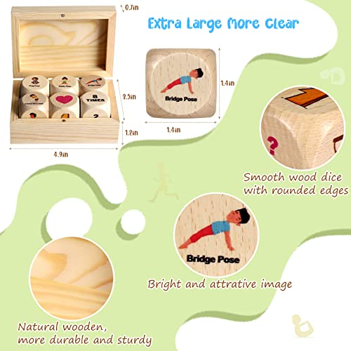 Fofeadm Kids Yoga Dice, Yoga Wooden Dice Set With Yoga Cards And Wooden Gift Boxes, Fun Exercise Dice For Kids Solo Or Group Classes Workout Equipment, Learn Yoga With A Game #TOP4