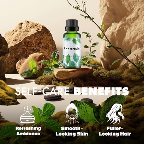 Image of Esslux Spearmint Essential Oil - Pure & Natural Undiluted for Aromatherapy & Skin Therapeutic Grade Oil (Undiluted & Uncut - 100% Virgin) - Massage, Candle Making (Spearmint, 120 ML)