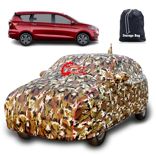 Image of 100% Waterproof Car Body Cover for Maruti Suzuki Ertiga 2012-2017 Model with Mirror Pocket, Soft Cotton Lining, Triple Stitched, Full Bottom Elastic, Heat Resistant Jungle Print