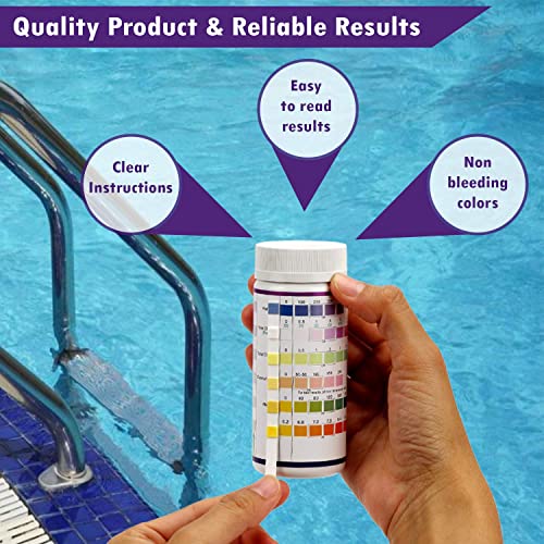 7 In 1 Pool & Spa Test Strips | Water Testing Kit Hot Tub Test Strips Detects Ph, Chlorine, Bromine, Hardness, Alkalinity, Cyanuric Acid 100 Strips #TOP4