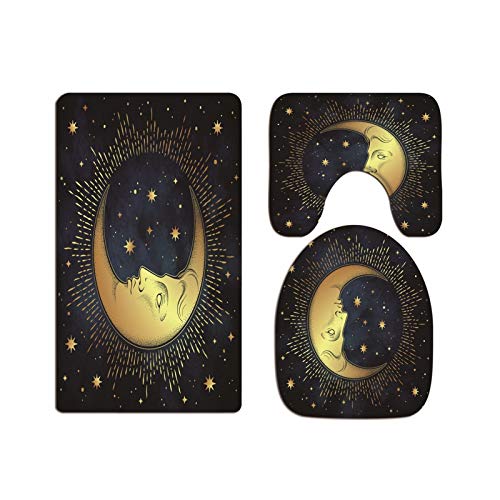 A.Monamour Badezimmer Badematte 3 Teilig Set Dunkler des Goldenen Halbmondes Antiken Stils Der...