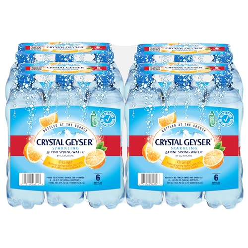 Crystal Geyser Sparkling Alpine Natural Spring Water, 24-Pack, 16.9oz Bottles, Zero Calories and No Sweeteners, Bottled at The Source