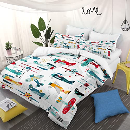 Yasida Queen Bedding Sets For Boys, Airplane Bedroom Comforter Sets Queen, Kids Bedding Sets For Boys, Bed Queen Size Comforter Set(1X Comforter 90"*90" 2 X Pillowcase 19"*29") Microfiber Fabric #TOP1