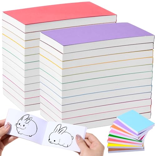 24 Pack Blank Flipbooks 4.5 x 2.5 Inch Mini Sketch Pad Kit 1440 Sheets (2880 Pages) 8 Colors Animation Drawing Book Bulk Flip Book Kit for Animation Sketching Art for Creative Gifts Supplies