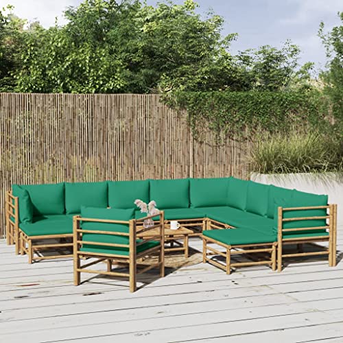 Logeirevo 12 Piece Patio Bamboo Sectional Lounge Furniture Set with
