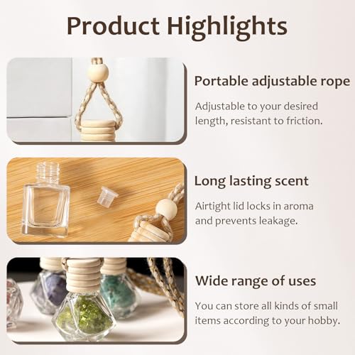 Image of 60Pcs Hanging Car Air Freshener Diffuser, 10ml Empty Glass Essential Pendant Bottles, Automotive Oil Aromatherapy Fragrance Perfume Containers