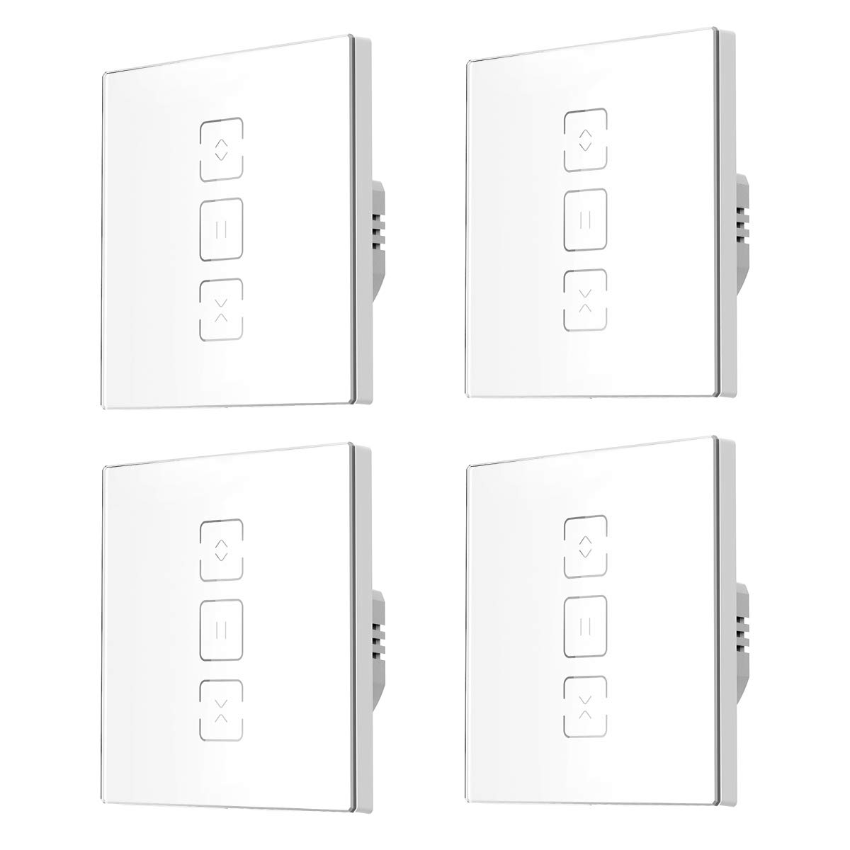 Orbecco WiFi Smart Curtain Switch, Glass Touch Panel Smart Touch Control Curtain Switch Compatible with Motorized Curtain, Roller Shutter, Voice APP Remote Control, Timer, 4-Pack, White