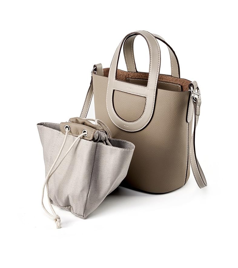 Genuine Leather Bucket Bags for Women, Ladie Crossbody Bags, Top-handle Purses with Adjustable Strap4