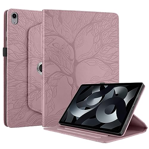 Succtopy Coque pour iPad 10e Génération 2022 10.9 Pouces Modèle A2696, A2757, A2777 Étui Support Rotatif à 360 Degrés PU Cuir Housse de Protection avec Porte-Pencil pour iPad 10 Rose Gold