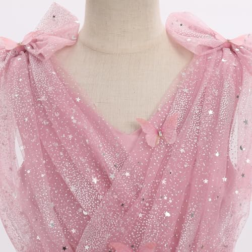 Image of IMEKIS Toddler Kids Girls Butterfly Dress Sparkle Sequins Tulle Wedding Formal Birthday Dresses 2-10T