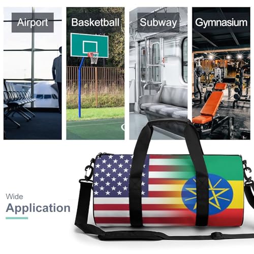 U.S.A Ethiopia Flag Compact Gym Bag Travel Duffel Bags Lightweight Foldable Sports Tote Gymbag3