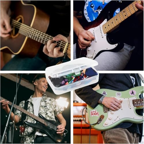 Image of TecoKart 21Pcs Acoustic Guitar Picks Set | 0.46 /0.71 /0.96mm Mixed Thickness Plectrums for Guitar, Finger Picks & Acoustic Playing, Includes Portable Pick Box