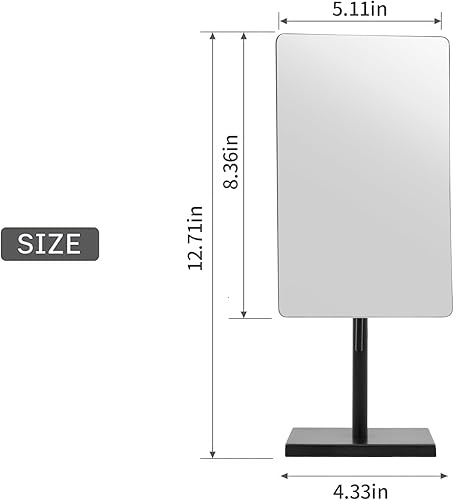 Miniatura 5 de DOWRY Espejo de maquillaje rectangular ajustable para dormitorio, 5 aumentos, de acero inoxidable 304, color negro mate