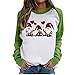 wuitopue Chirstmas Colorblock T Shirts Vendita Color Patchwork Vintage Casual Felpa Manica Lunga Girocollo Colorato Alce Anime Sportivo Top Donna Casual Camicie di Natale allentate, 7601-verde, XL