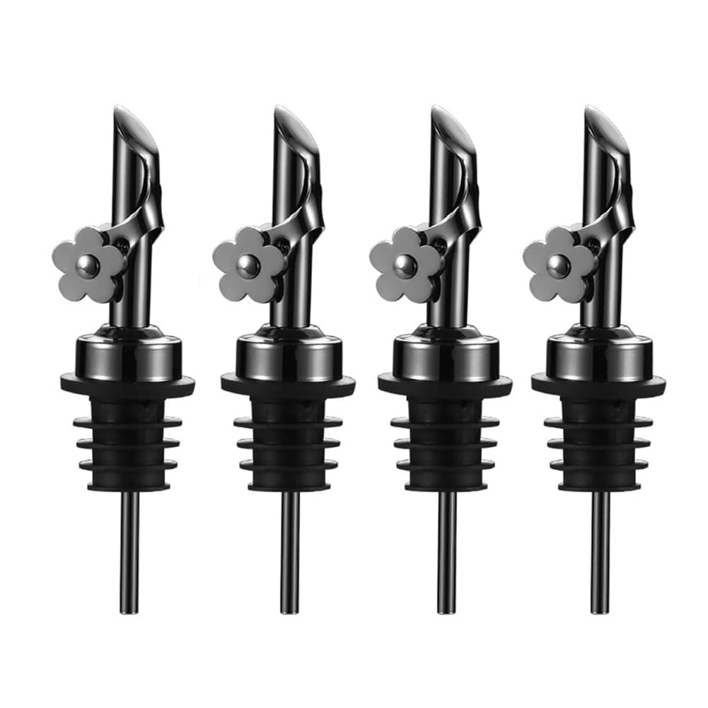 CTRLZS 4 Pcs Olive Oil Dispenser Spout Oil Pour Spouts Replacement with Leak-Proof Design Bottle Pourers Black