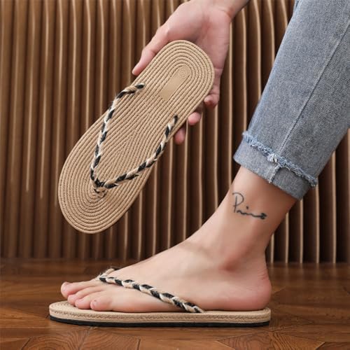 Premium Comfort Faux Straw Design Yoga Mat Flip Flops For Men Thong Sandals Slides Summer Slippers Indoor Outdoor Footwear4